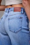 Nori Medium Light Stretch Cuffed High Rise Wide Leg