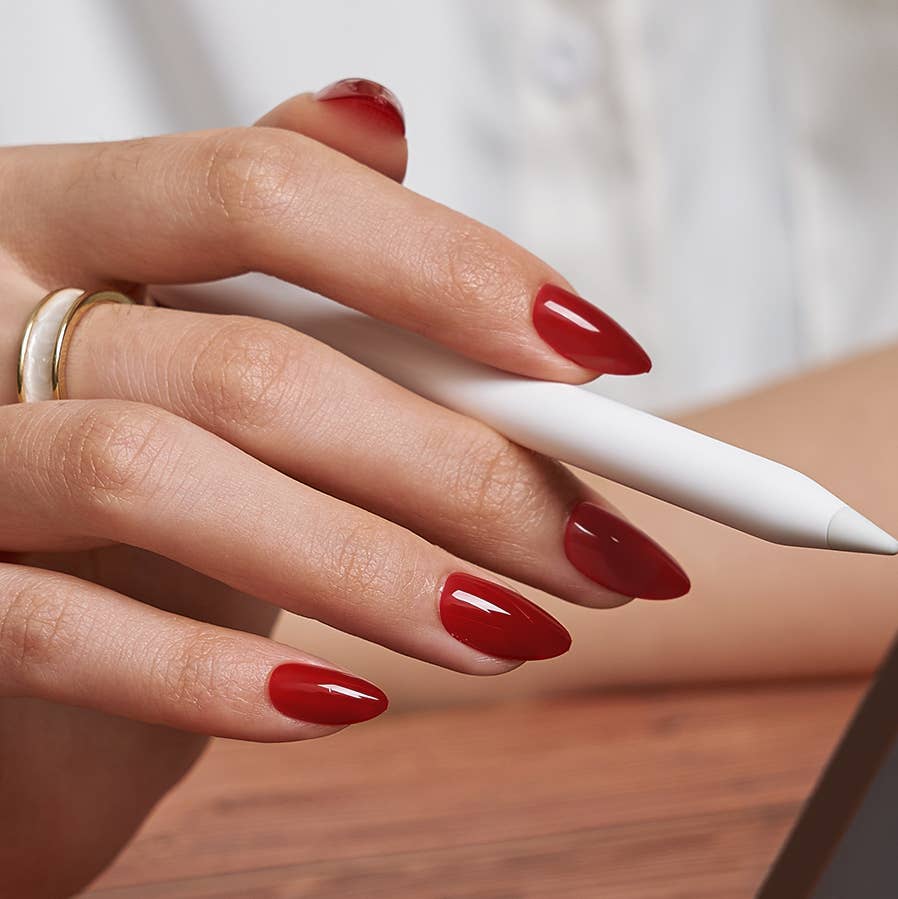 Short Square White Plain Nails - Natural Nude Press On Nails: Power Pink