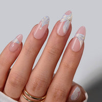 Summer Beach Blue Fake Nails-3D Starfish Shell French Design: Dotted Overalls