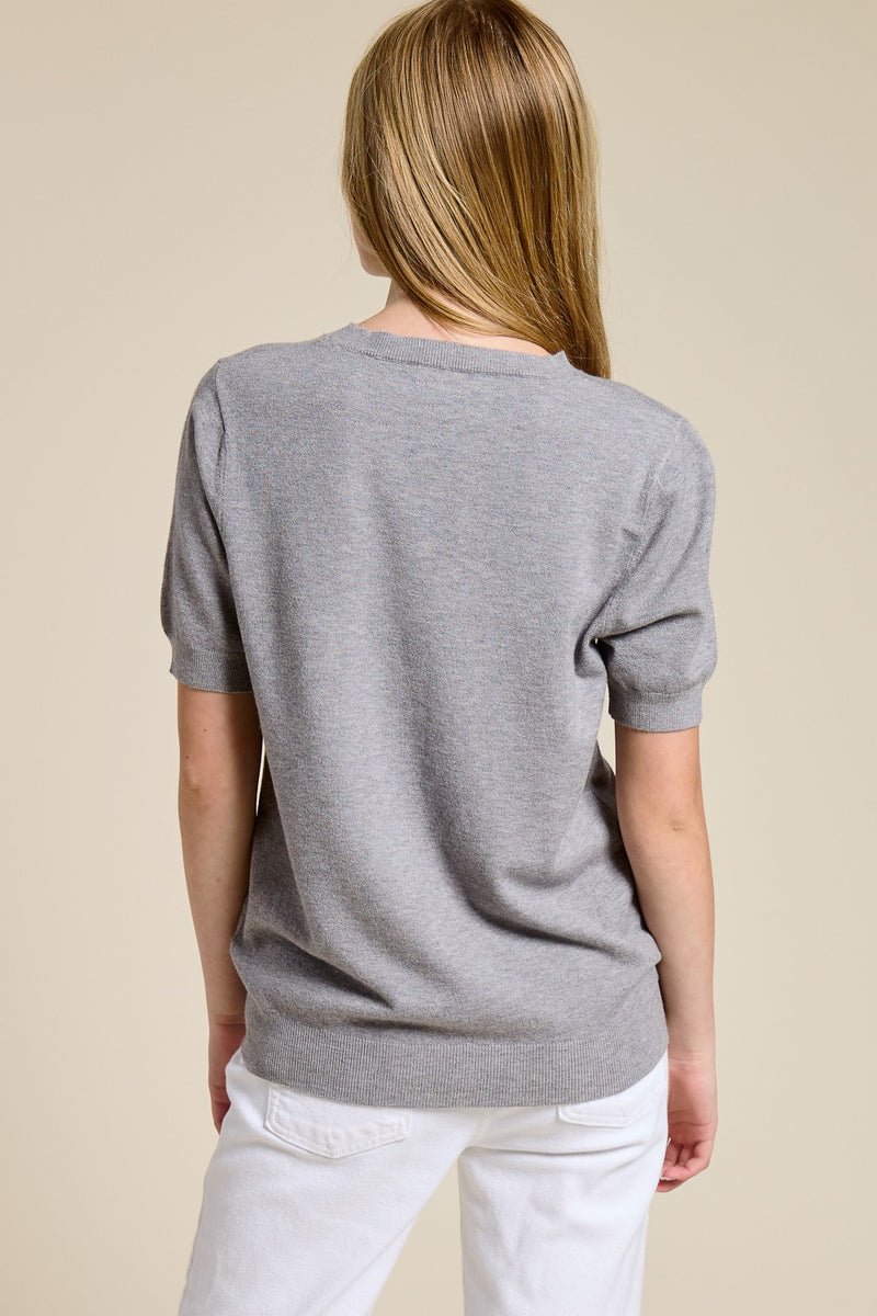 Luxe Short Sleeve Cashmere Blend Sweater
