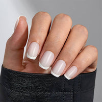 Pink French Tip Press On Nails - Short Almond Gel Fake Nails: Summer Berry