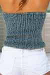 Vintage Bow Front Smocked Back Denim Tube Top