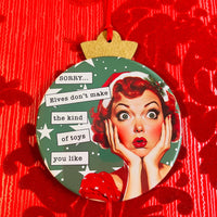 SORRY, ELVES DON'T MAKE YOUR TOYS - VINTAGE HOLIDAY LADIES 'R' RATED CHRISTMAS ORNAMENT