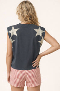 250th 4th of July star shoulder top