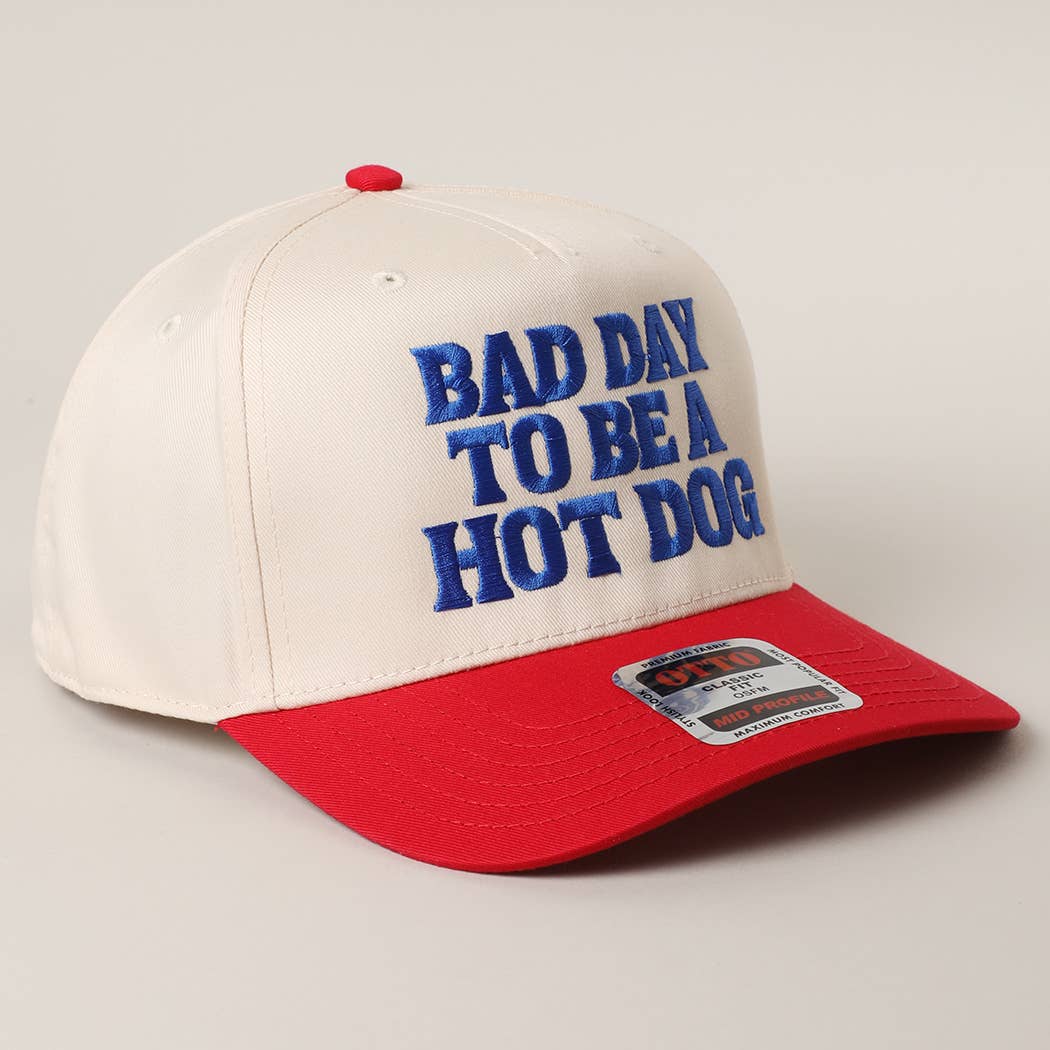 BAD DAY TO BE A HOT DOG Embroidered Trucker Hat : RYL/NATL / One Size