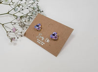 Rhinestone Post Earrings Purple Iridescent