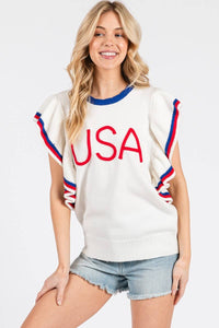American Sweater with Ruffle Sleeve