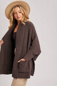 BLANKET WRAP BOUCLE SWEATER CARDIGAN