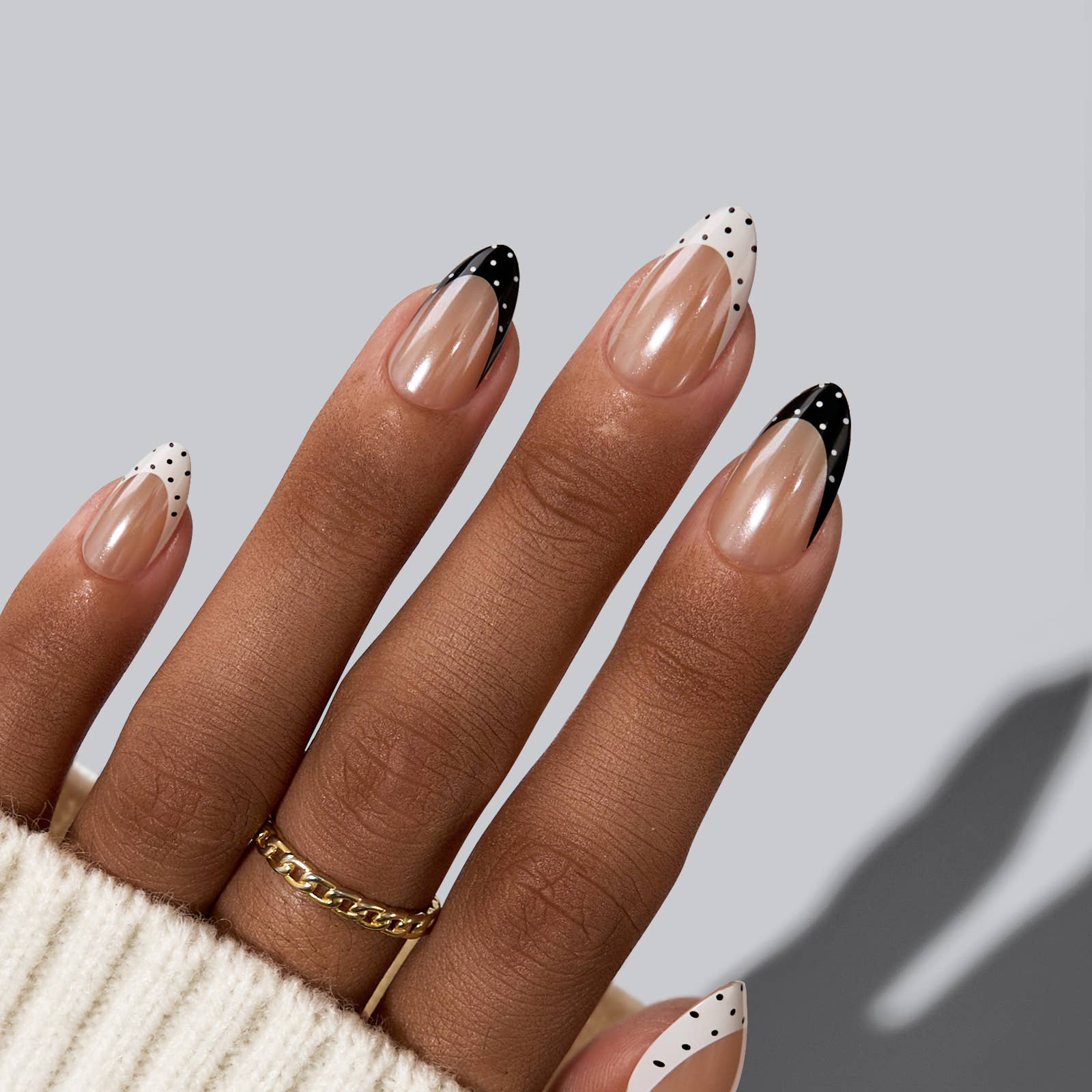 Short Oval French Tip Nails Press On - 30 Stick On Nails Kit: Chic Twins