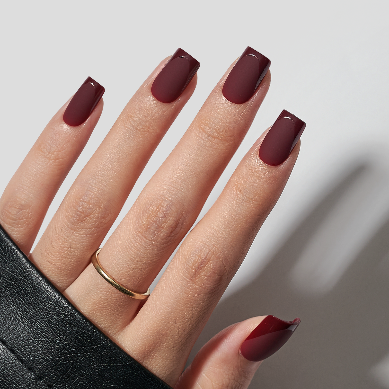 Pink French Tip Press On Nails - Short Almond Gel Fake Nails: Summer Berry