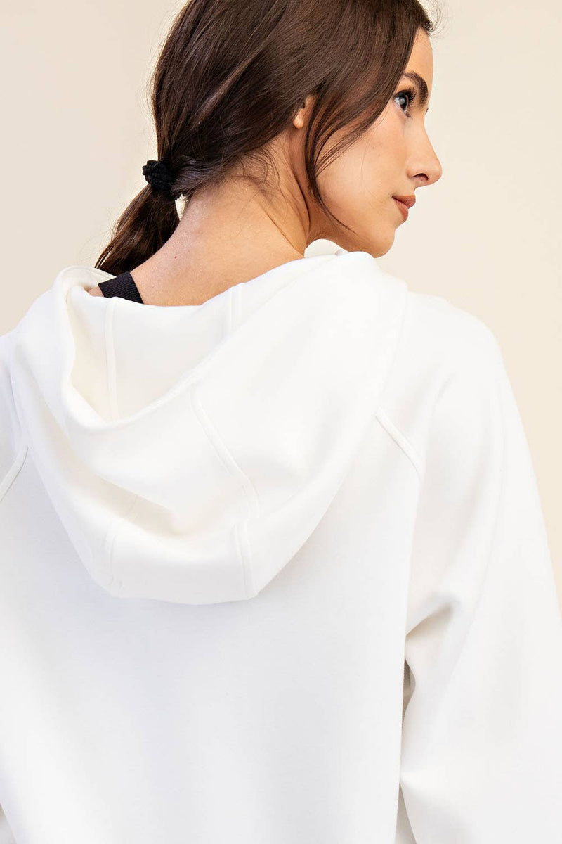 MODAL POLY SPAN QUARTER ZIP HODDIE JACKET