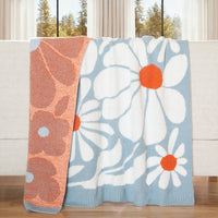 Blossom Blues Stretchy Throw Blanket