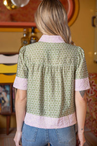 Button Down Floral Embroidered Top