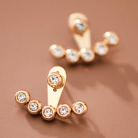 18K Gold Plated Stainless Steel White Crystal Ear Jacket Studs