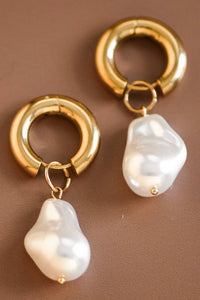 Faux Pearl Hoops