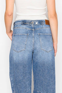 ADJUSTABLE WAISTBAND RELAXED BARREL FIT JEANS