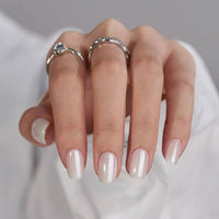 White Glazed Press On Nails