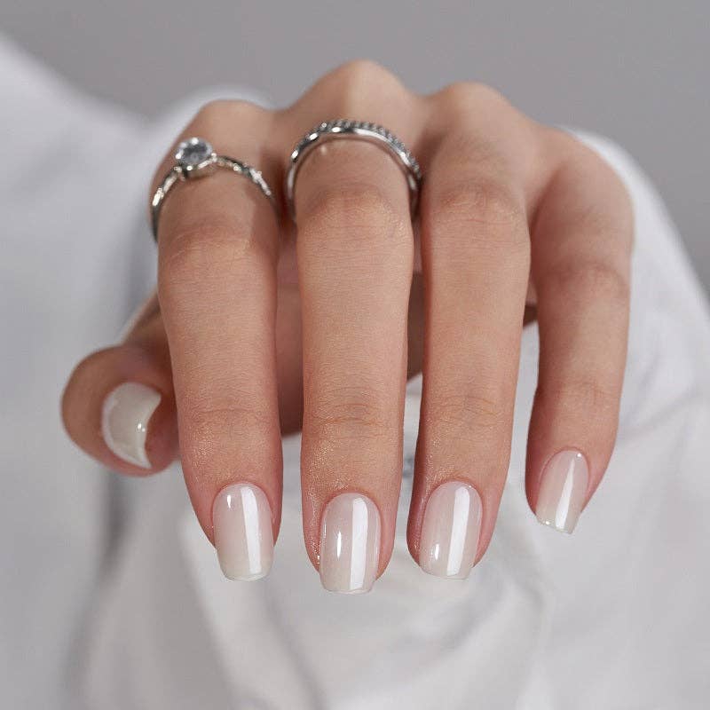 White Glazed Press On Nails