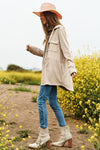 Faux Suede Snap with Drawstring Waist