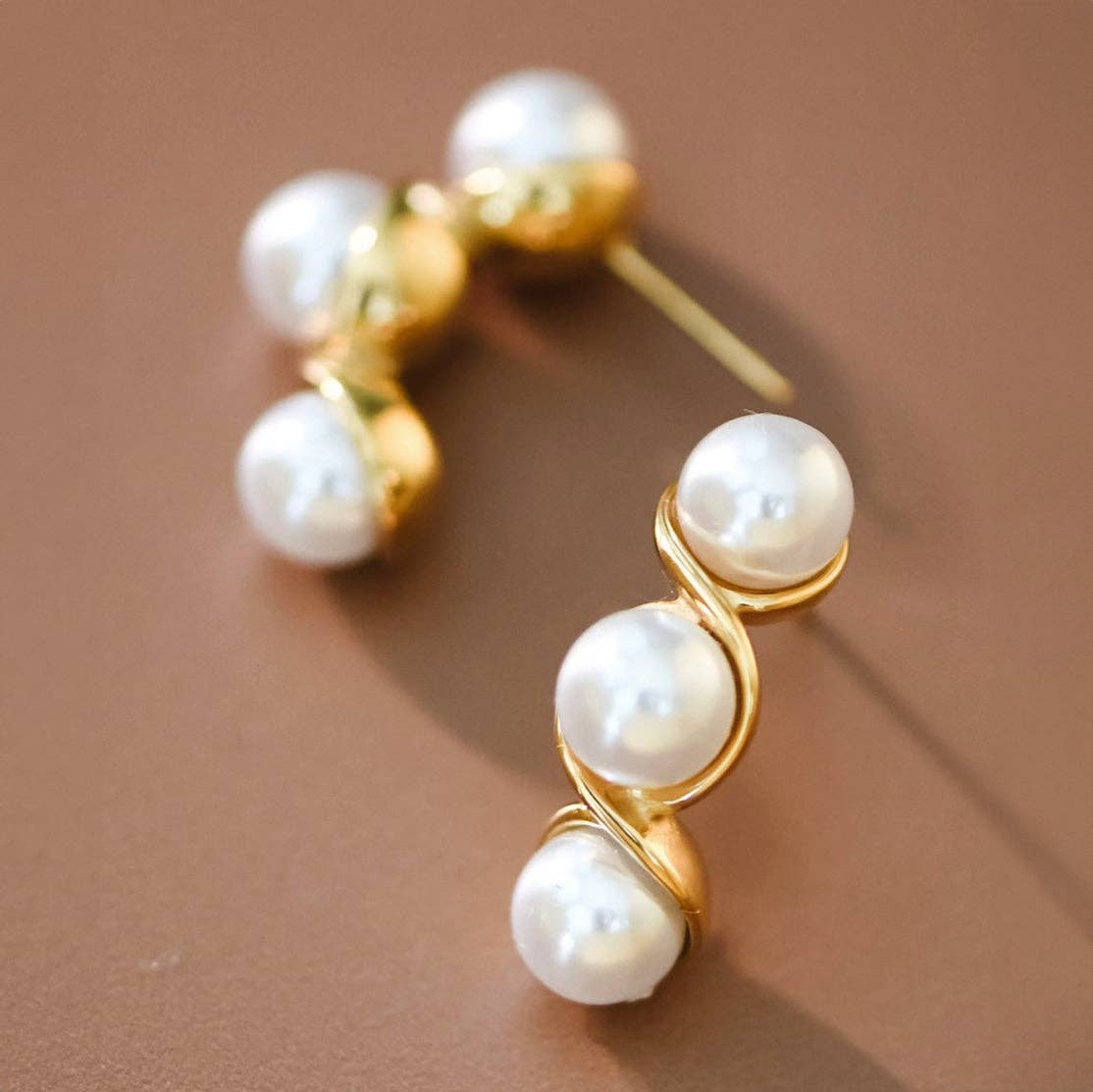 Triple Pearl Earrings