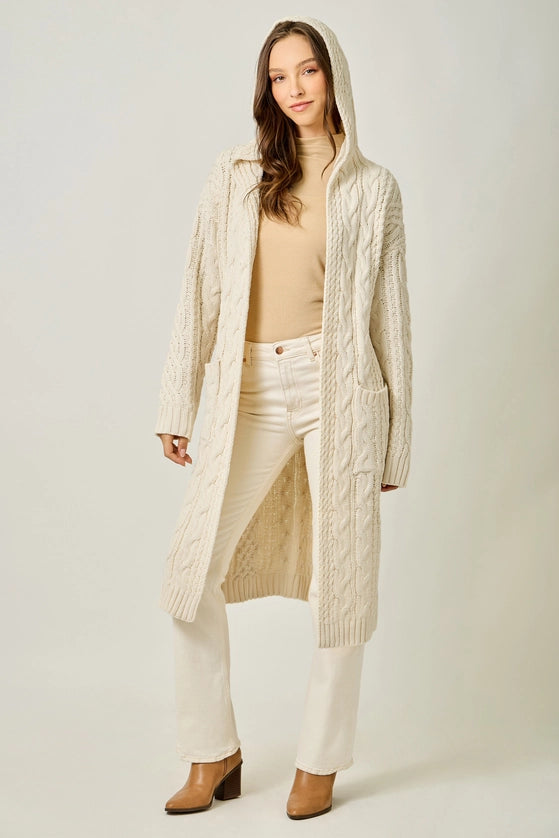 Open Long Hooded Cardigan