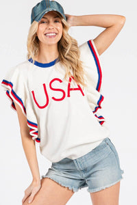 American Sweater with Ruffle Sleeve