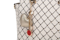 Brangio Italy Luxe Diamond Stitched Tote Bag: Ivory