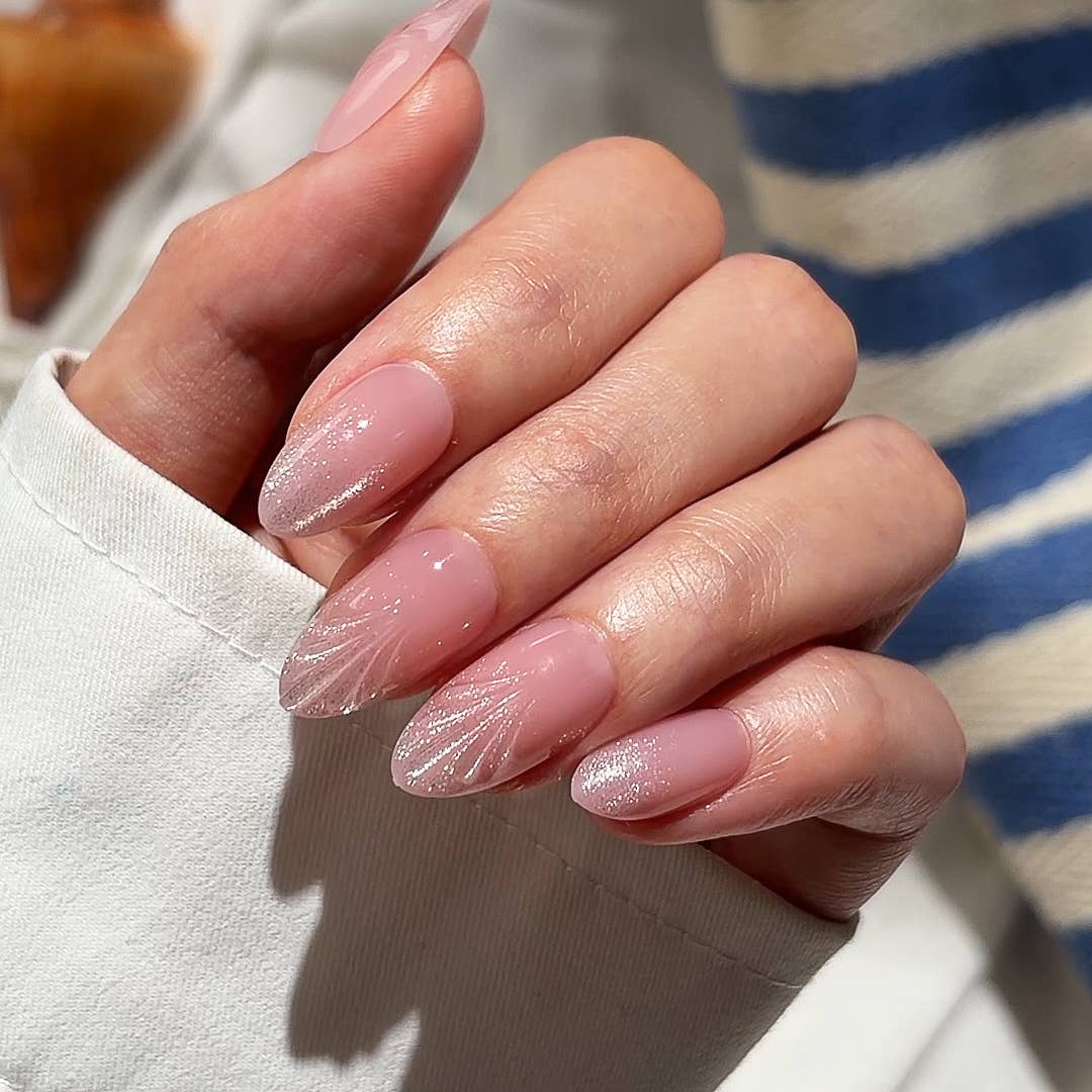 Summer Beach Blue Fake Nails-3D Starfish Shell French Design: Dotted Overalls