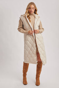 Diamond Quilt Puffer Long Line Vest