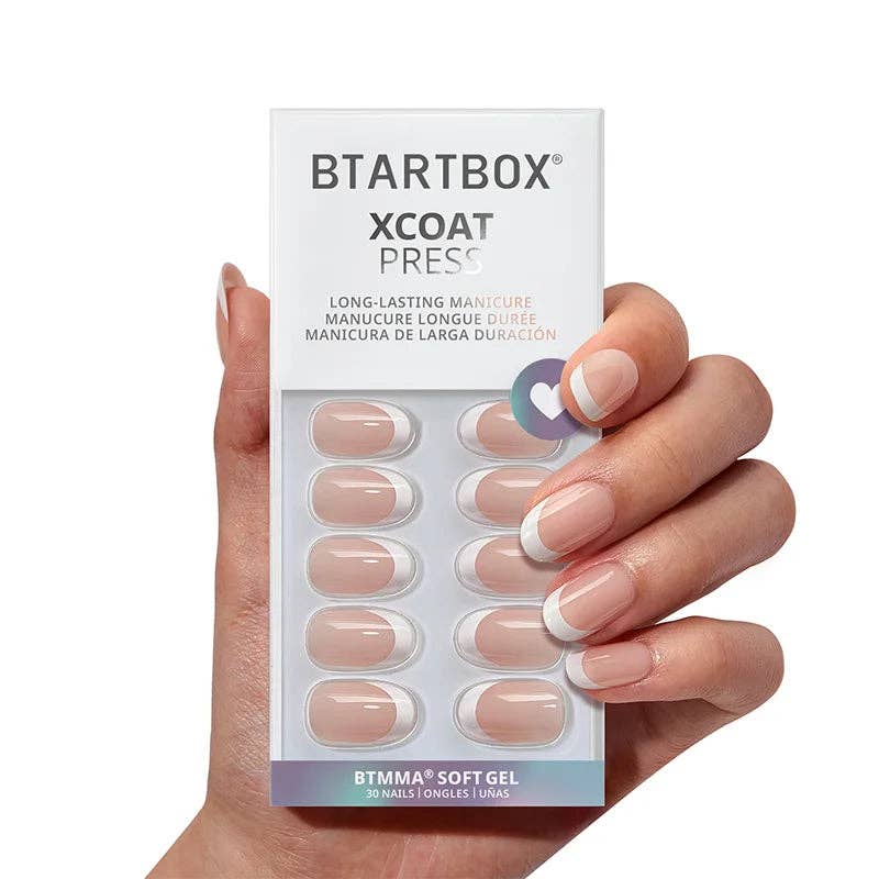 Short Oval French Tip Nails Press On - 30 Stick On Nails Kit: Espresso Leopard