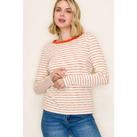 SPACE DYE STRIPED TOP: RUST