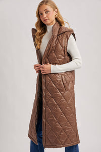Diamond Quilt Puffer Long Line Vest