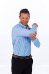 Hustle Sport Shirt - Long Sleeve - Light Blue Banker Stripe: Slim / XL