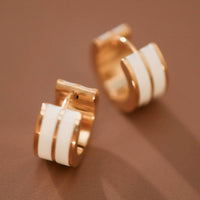 White and Gold Enamel Huggies