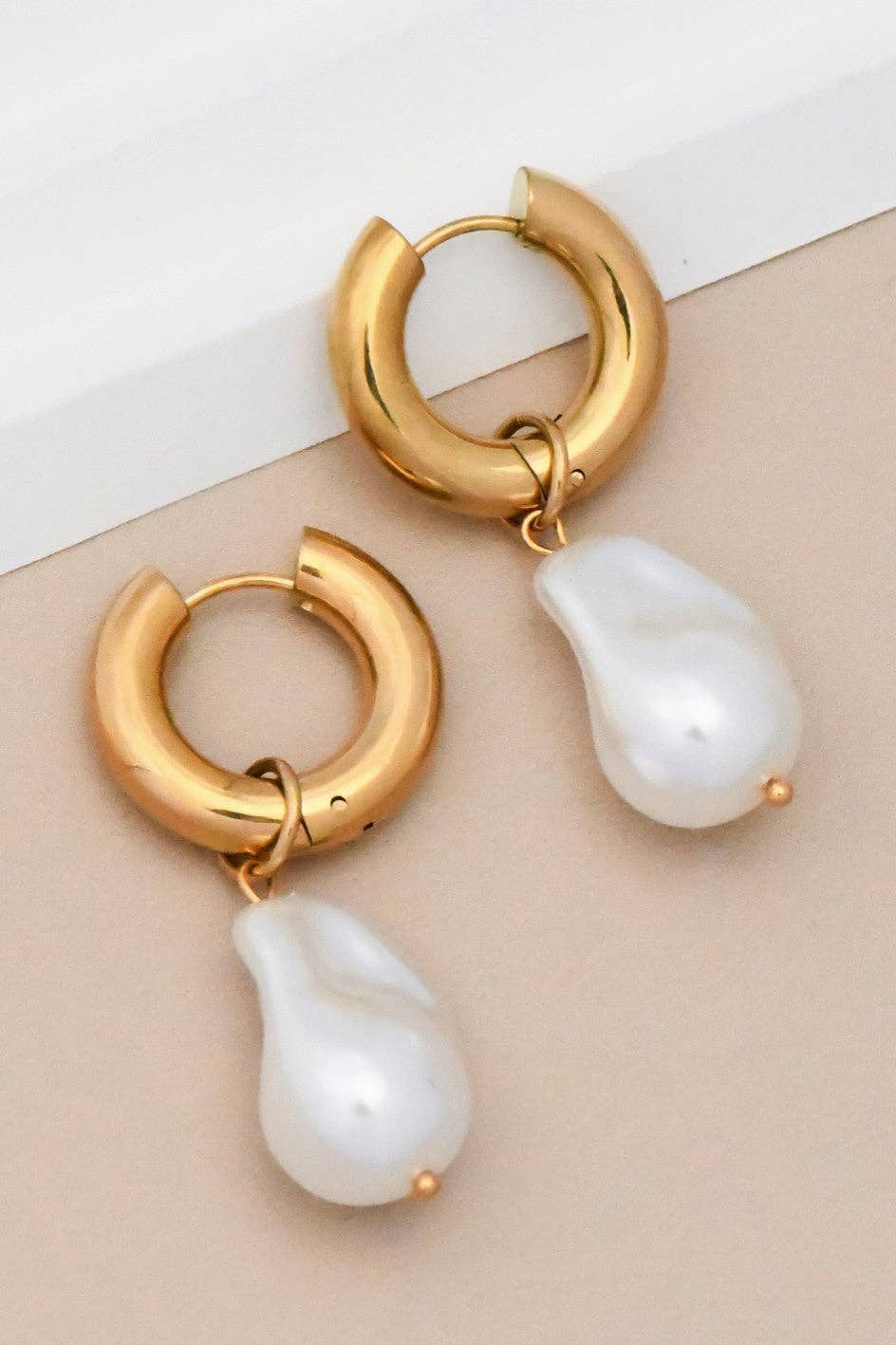 Faux Pearl Hoops