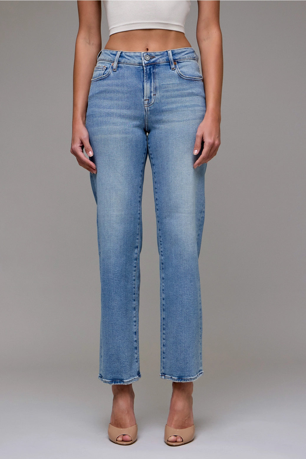 Vintage Wash Stretch Mid Rise Straight