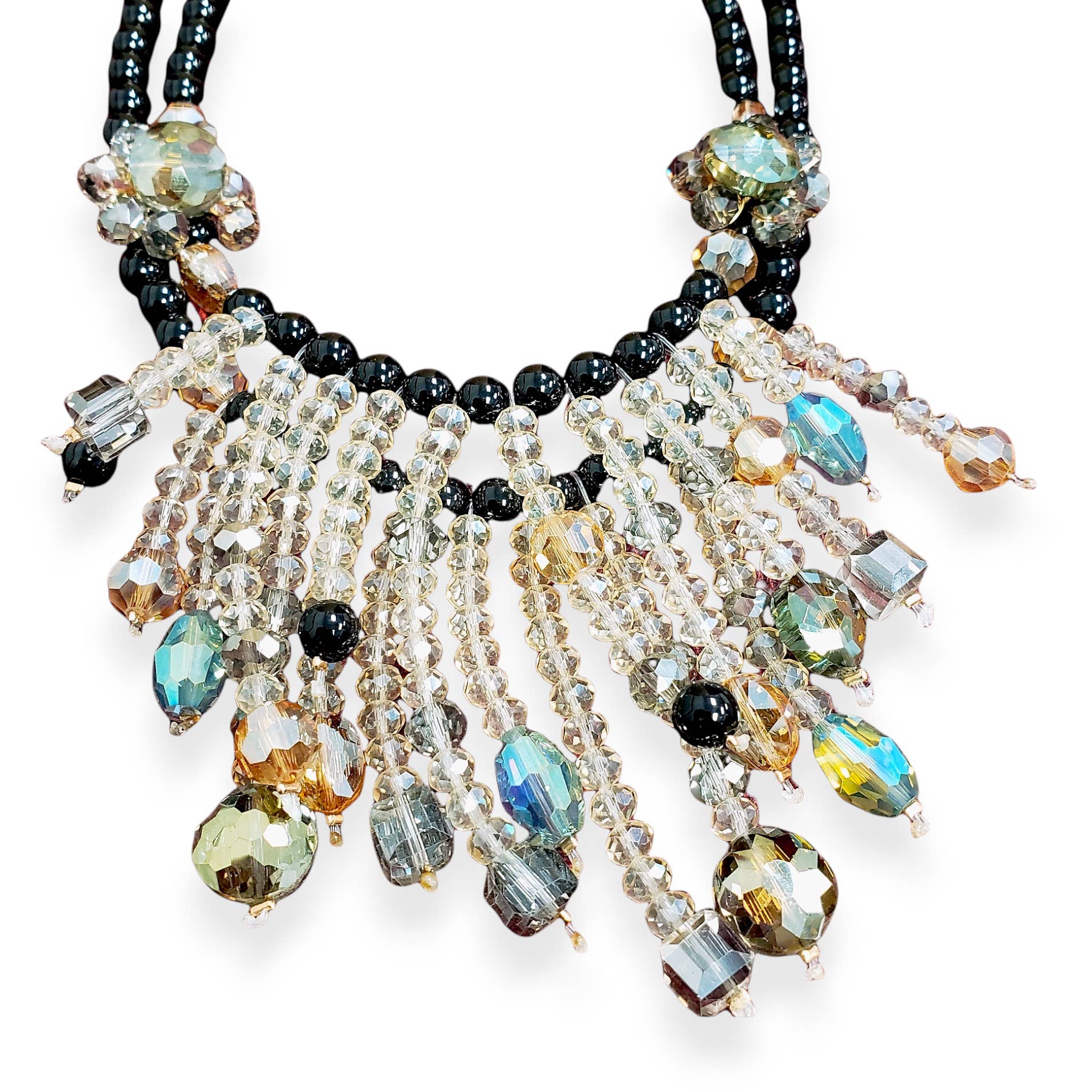 Aurora Borealis Beaded Necklace | Handmade Statement Jewelry