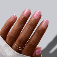 Summer Beach Blue Fake Nails-3D Starfish Shell French Design: Dotted Overalls