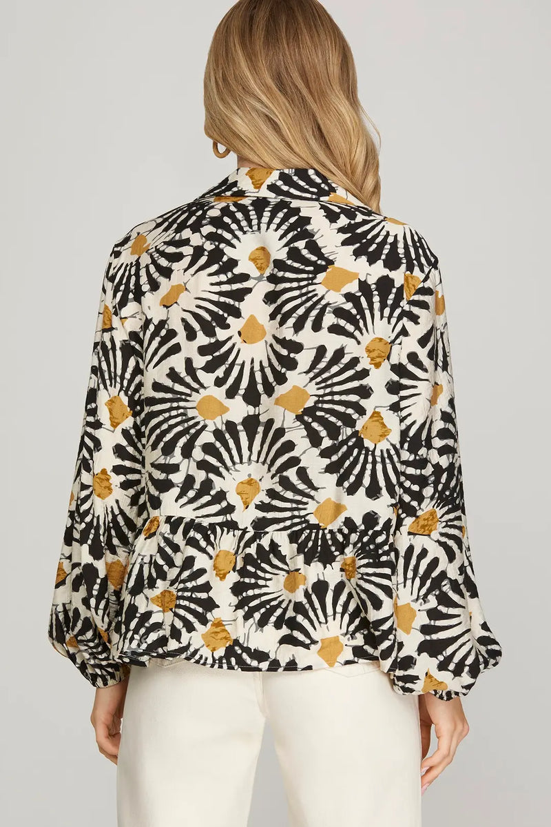 Black and Mustard Blouse