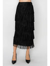 Layered Fringe Maxi Skirt