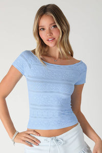 Textured Boat Neck SS Top