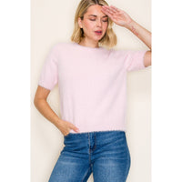 Fluffy Short Sleeve Sweater