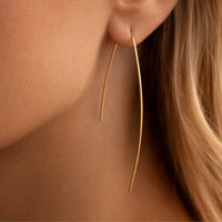 18K Gold Plated Stainless Steel Long Threader Earrings