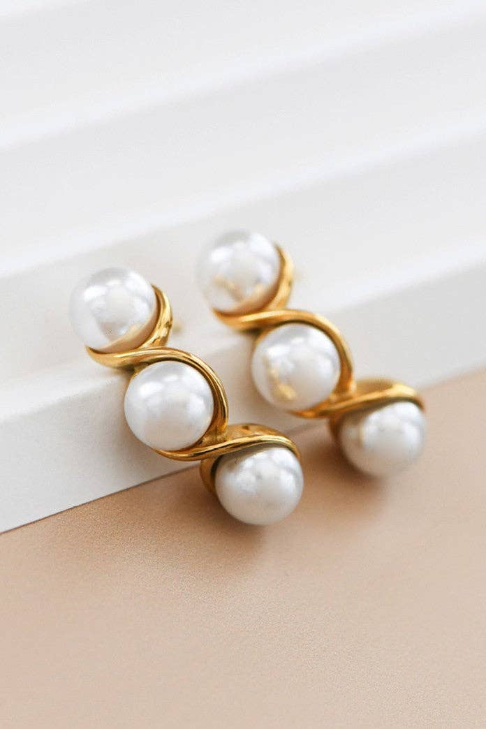 Triple Pearl Earrings