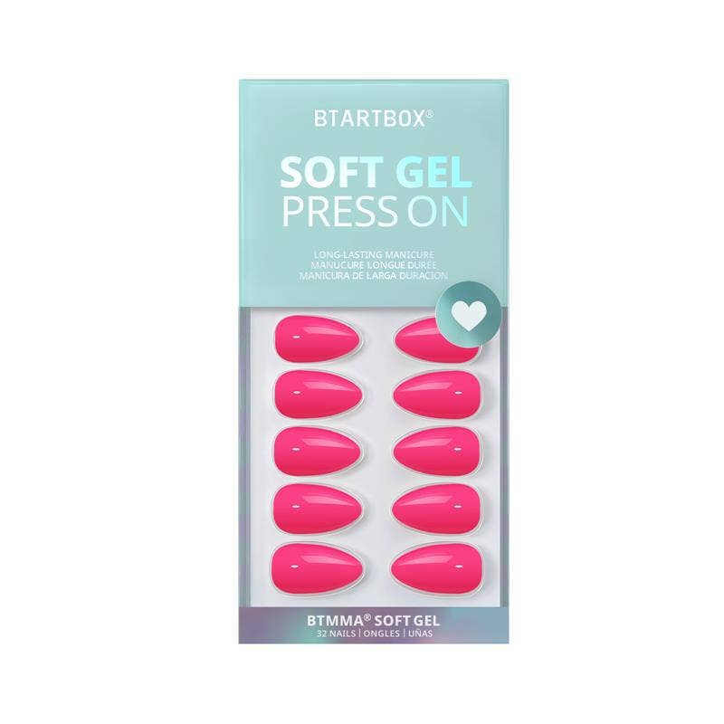 Power Pink Press-On Nails | Short Almond Soft Gel Nails
