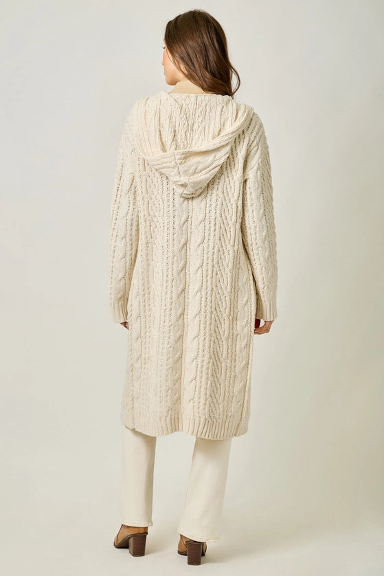 Open Long Hooded Cardigan