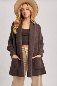 BLANKET WRAP BOUCLE SWEATER CARDIGAN