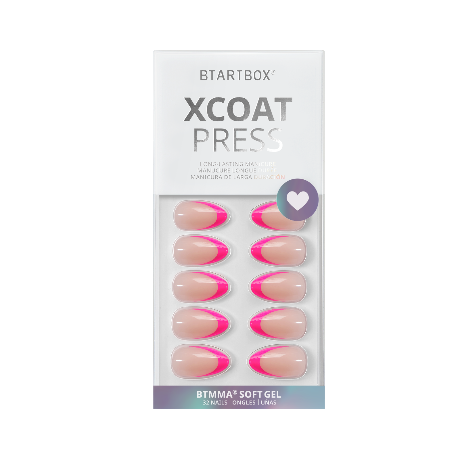 Pink French Tip Press On Nails - Short Almond Gel Fake Nails: Summer Berry