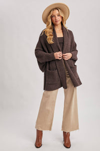 BLANKET WRAP BOUCLE SWEATER CARDIGAN