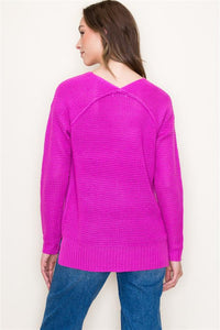 Fuchsia Waffle Weave Sweater